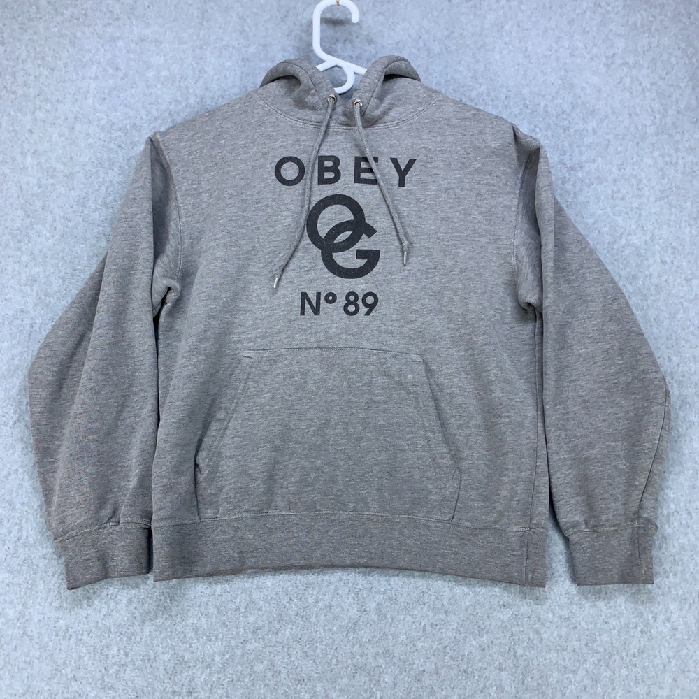 Obey Hoodie Mens Small Gray OG Propaganda N° 89 Graphic Pullover Sweatshirt